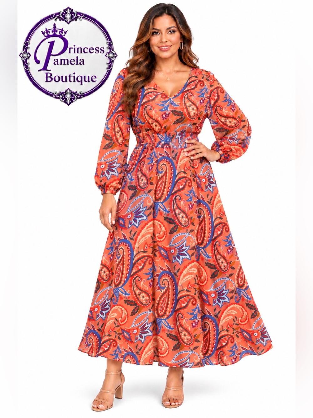 #76-7 Belle Boho Rustic Paisley Dress